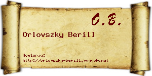 Orlovszky Berill névjegykártya
